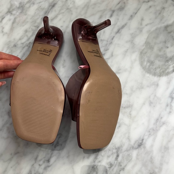 Steve Madden Pance Clear PVC brown Mule Heels - Picture 4 of 7